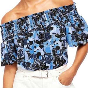 Free People Technicolor Bubble Top Dark Combo Blue S